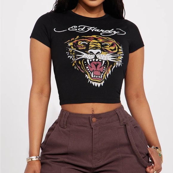 Ed Hardy Tops - Ed Hardy Black  T-Shirt with Tiger Graphic
